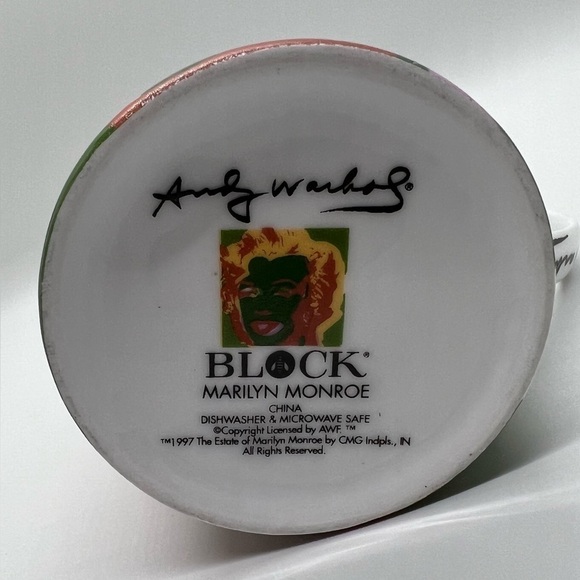 ANDY WARHOL x Marilyn Monroe Coffee Cup Mug 1997 Warhol Pop Art Cup Green - Picture 6 of 9